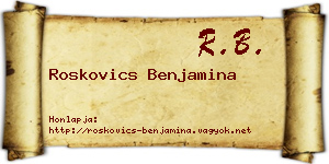 Roskovics Benjamina névjegykártya